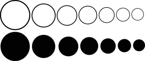 Flat and Outline Circle Shape Icon Collection on White Background vector
