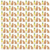 cat and pineapple as a pattern background vector