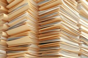 Stacks of organized file folders arranged neatly in an office setting, showcasing a system of documentation and data management photo