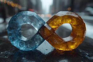 Duality of Ice and Fire - Abstract Infinity Loop Concept for Winter and Heat photo