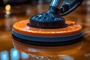 High-Gloss Floor Polishing with Industrial Machine for Shiny Surfaces photo