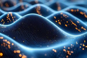 Abstract Digital Waveform with Glowing Particles for Tech Background Design photo