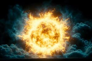 Explosive Energy Burst in Dramatic Cloudscape - Dynamic Digital Art for Sci-Fi Design photo