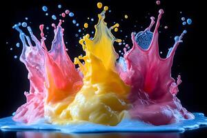 Vibrant Paint Splash Abstract Dynamic Color Explosion Ideal for Modern Art Prints photo