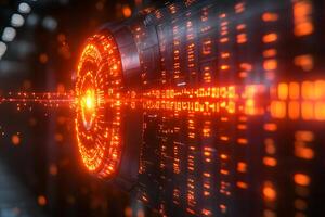 Futuristic Sci-Fi Interface with Glowing Digital Code for Technology Design photo