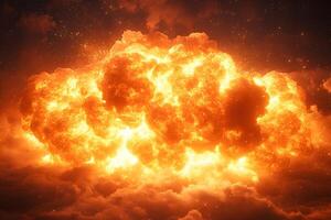 Intense Fiery Explosion Scene for Dramatic Design and Storytelling Concepts photo