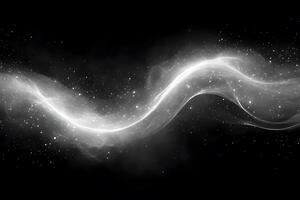 Ethereal Cosmic Wave with Sparkling Stars on Black Background for Abstract Design photo