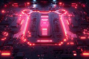 Futuristic Glowing Circuit Board - Technology and Innovation for Science Fiction Design photo