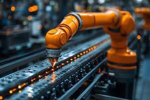 Automated Robotic Arm in Precision Manufacturing Process for Industrial Efficiency photo
