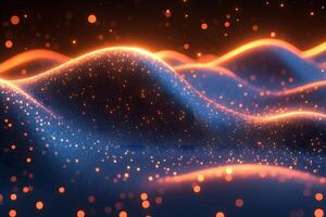 Abstract Digital Light Waves with Glowing Particles for Futuristic Design and Technology Theme photo