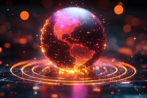 Futuristic Glowing Digital Globe with Network Connections for Technology Design photo