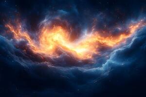 Cosmic Blaze Fiery Nebula in Deep Space for Science Fiction Design photo