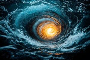 Abstract Vortex Dynamic Swirl with Fiery Core for Artistic Design and Inspiration photo