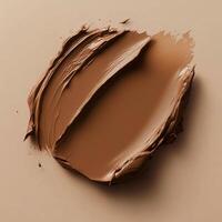 A rich, mocha-toned foundation swatch with a hydrating, dewy formula. The thick application showcases the products smooth, luminous texture, highlighting its skin-enhancing properties photo
