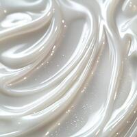 A pure white, creamy surface with smooth, flowing lines. Soft curves and subtle highlights create a sense of lightness and fluidity. The glossy texture enhances the delicate, airy effect photo