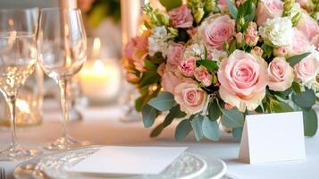 Elegant Mothers Day table arrangement featuring beautiful flowers and candles in a warm setting photo