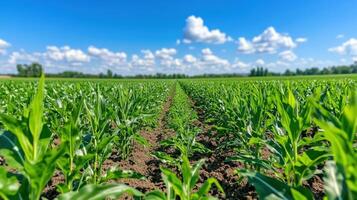 Diverse cover crops enhancing soil fertility in a vibrant agricultural field on a sunny day photo