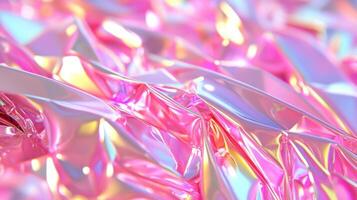 Gradient of soft pink and purple light reflecting off crumpled foil photo