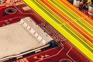 Close up of a electronic circuit board with processor photo