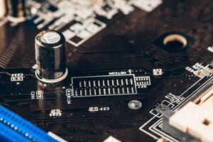 Close up of a electronic circuit board with processor photo