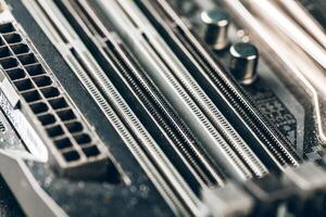 Close up of a electronic circuit board with processor photo
