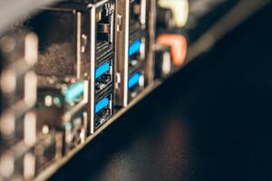 Close up of a electronic circuit board with processor photo