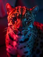 Amur Leopard in Neon light photo