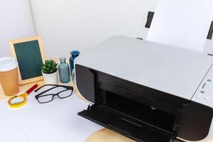 Modern printer machine for home use close up photo