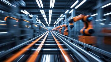 Automation and robotics at work in a high-tech factory during daytime operations photo