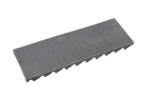 Acoustic foam panel in gray with an egg crate pattern, soundproofing material, shown against a white background. photo