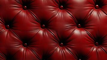 Rich red leather upholstery with a luxurious tufted design, highlighted by evenly distributed buttons and a glossy sheen. photo
