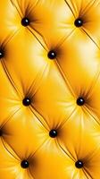 Luxurious yellow leather with tufted buttons, presenting an elegant and sophisticated texture. photo