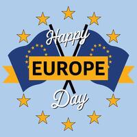 European union flag with stars and text happy europe day illustration vector