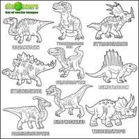 dinosaurs, set of images, coloring book vector