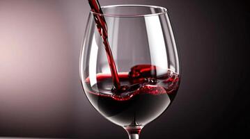 A glass of red wine being poured into it photo