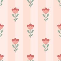 Seamless pattern with flowers and leaves. Simple floral background in pastel colors, wallpaper vector
