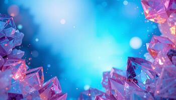 Shimmering Multicolored Crystals and Gemstones horizontal pink blue photo