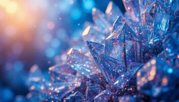 Shimmering Multicolored Crystals and Gemstones horizontal blue photo
