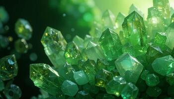 Glowing green Crystals and Colorful Gemstones horizontal photo