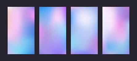 Set of abstract holographic backgrounds. Mesh gradient, soft gradient in purple, pink and blue. gradient with blur effect vector