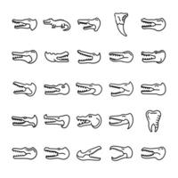 Crocodile skull icon set vector