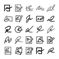 Signature icon set sticker vector