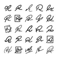 Signature icon set isolated vector