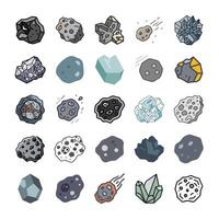 Flat rock icon set isolated vector