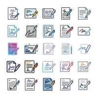 Signature icon set vector