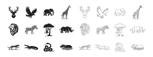 Clean Wild Animals and Safari Icons for Digital and Print Use vector