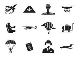 Bold and Simple Aviation Icons for Web and App Interfaces vector