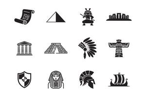 Essential Ancient Civilization Icons in a Sleek Minimal Style vector