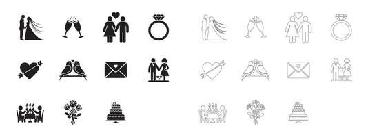 Bold and Simple Romance Icons for Web and App Interfaces vector