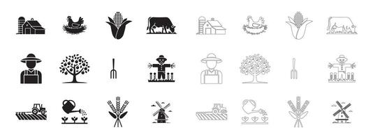 Bold and Simple Farm Icons for Web and App Interfaces vector